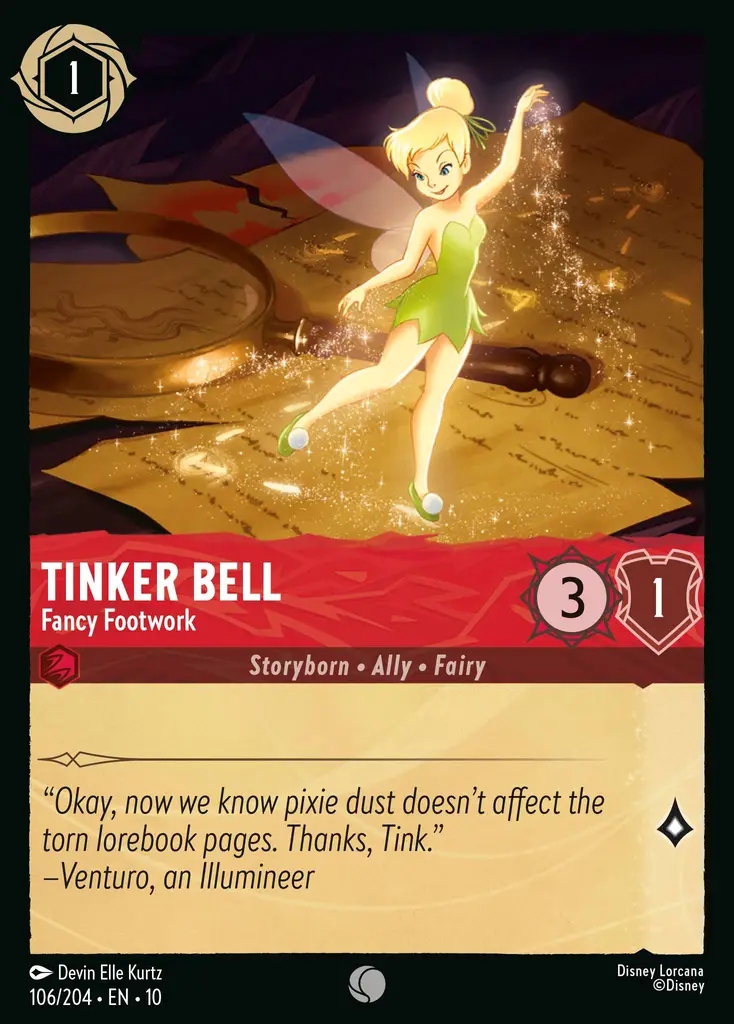 Disney Lorcana 10WHI #106 Tinker Bell Fancy Footwork (V.1)