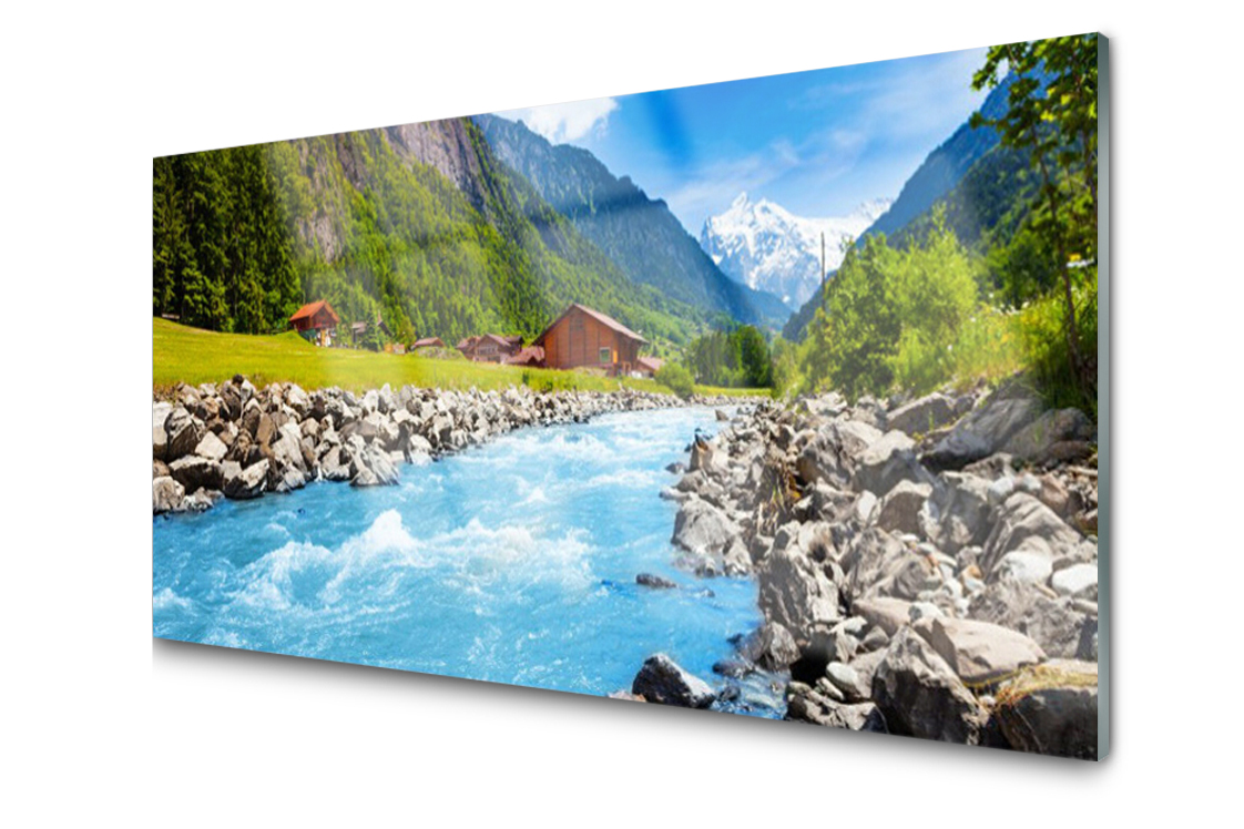 

Panel szklany Płytka Góry Rzeka 140x70 + Klej