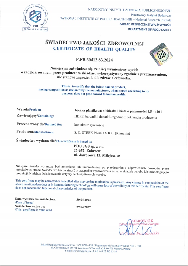 BECZKA 200L ZAKRĘCANA ZBIORNIK NA DESZCZÓWKĘ ATEST Pojemność 200 l