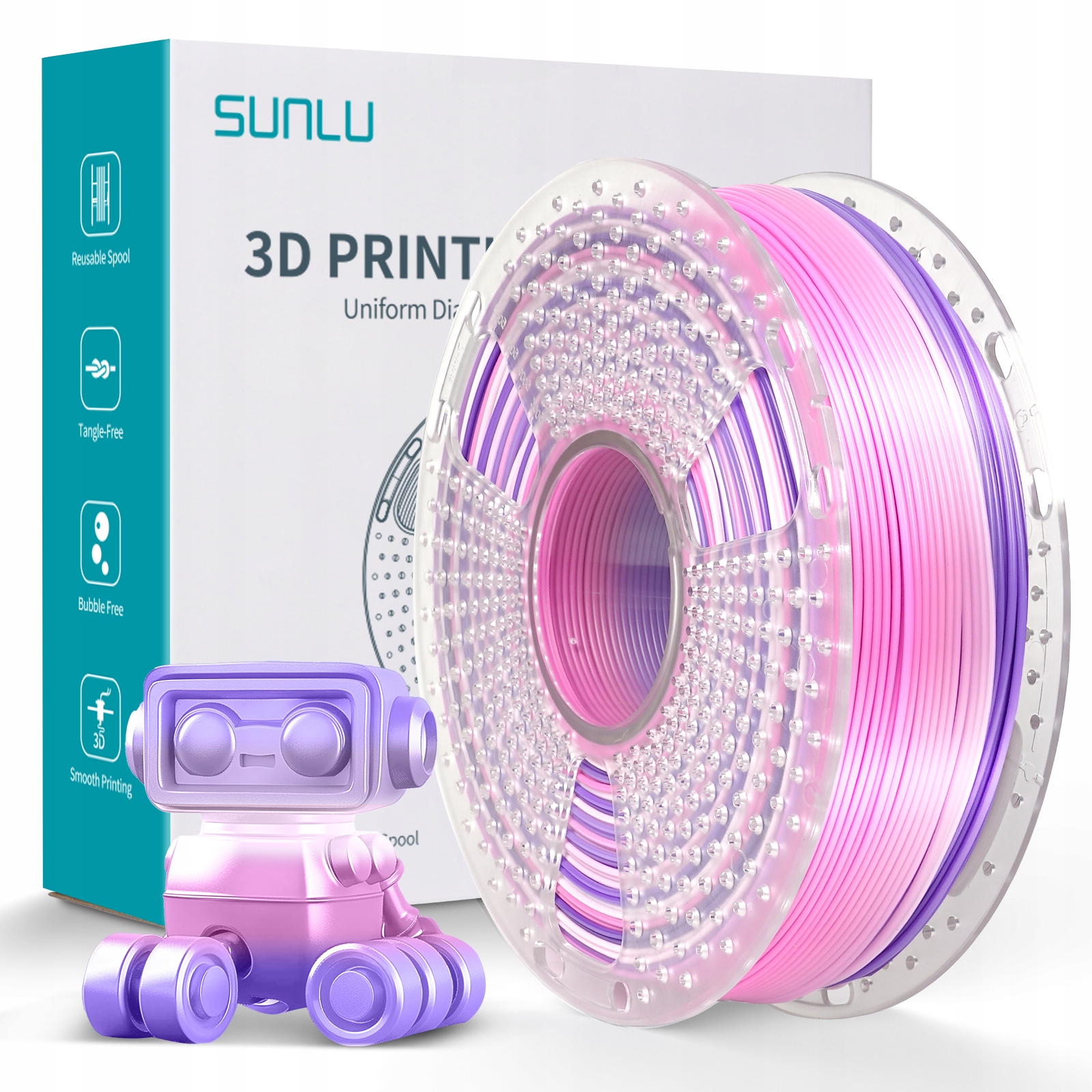 FILAMENT SUNLU 1.75 mm SILK PLA+ Plus Rainbow Rainbow 03 1kg
