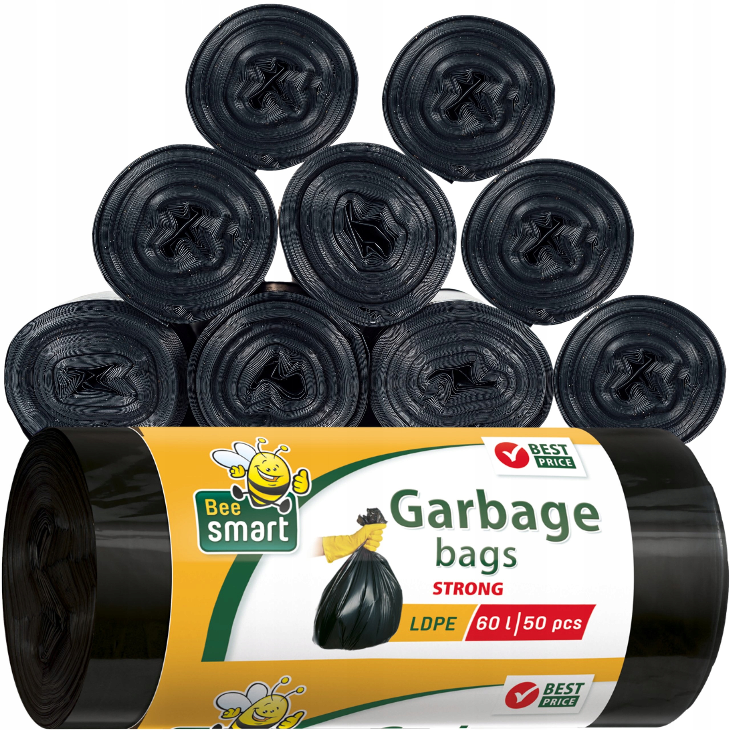 Levně pytle na odpadky Silné BeeSmart 60L 500 ks Nepraskající Ldpe