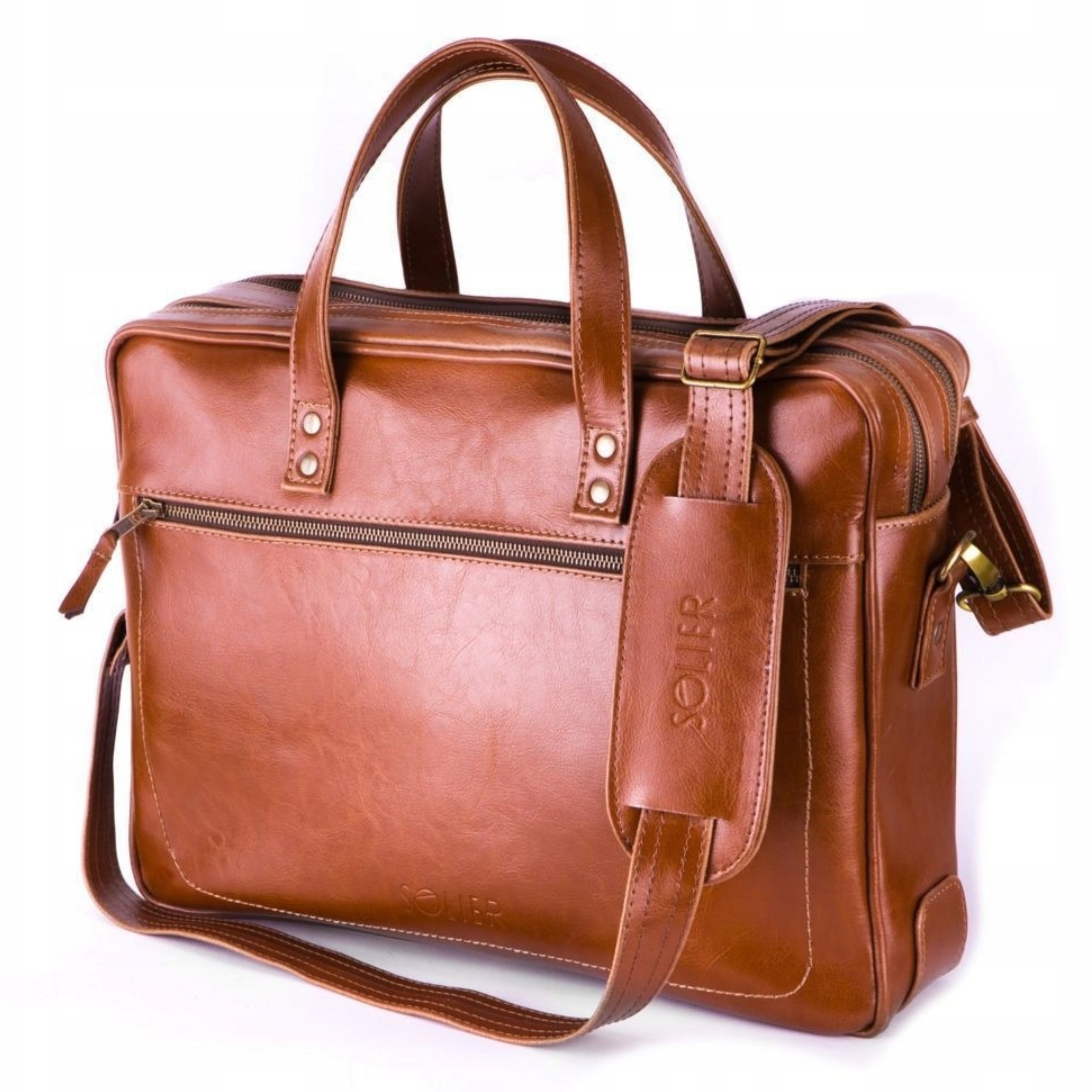 Taška na notebook 15,4'' pánská přes rameno Aktovka kožená Solier