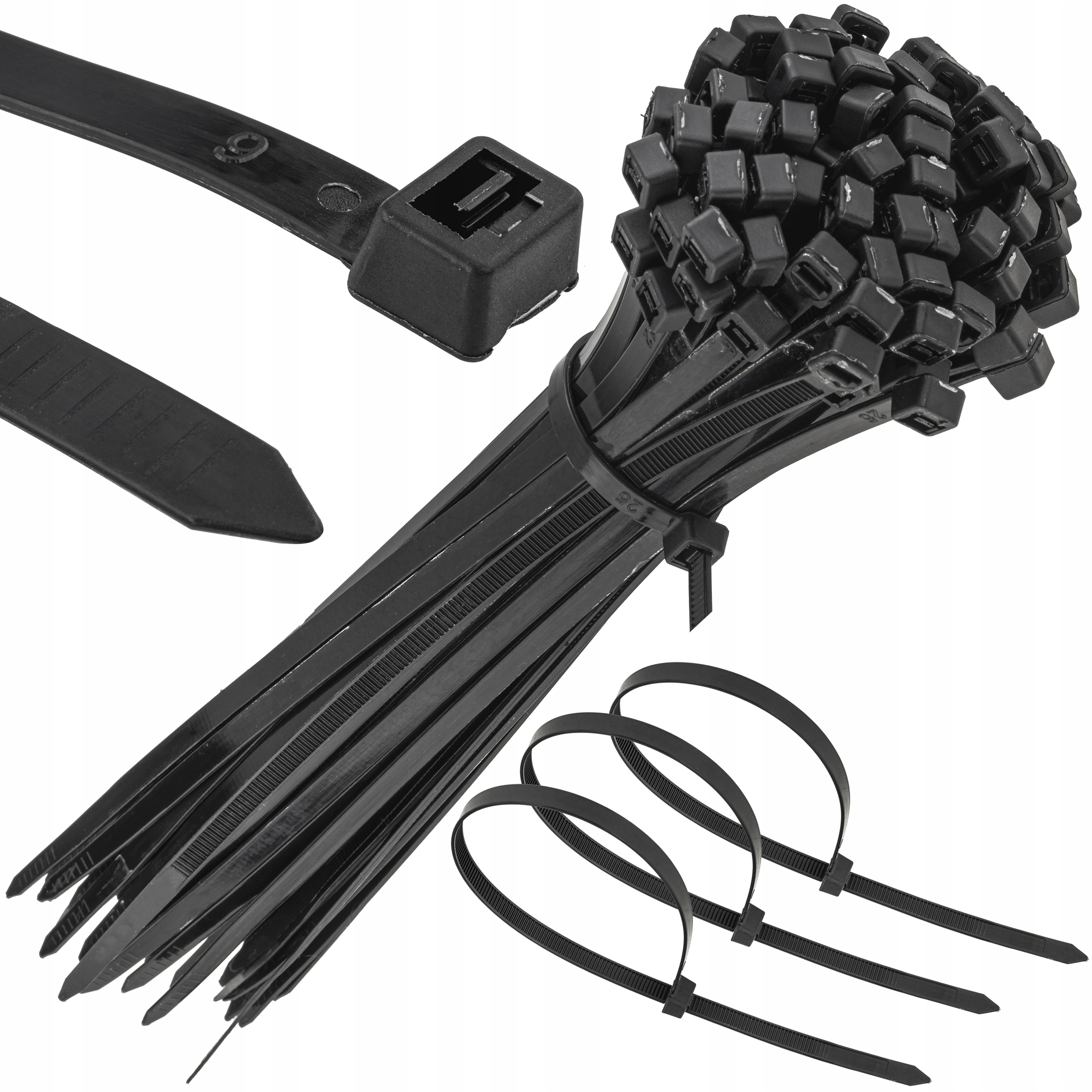 Mocne Opaski Zaciskowe Kablowe Trytki Czarne 4,8x200 100szt