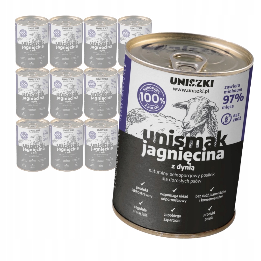 Levně Uniszki Unismak Jehněčí s dýní 12x400g Bezobilné Vlhké Krmivo pro psy