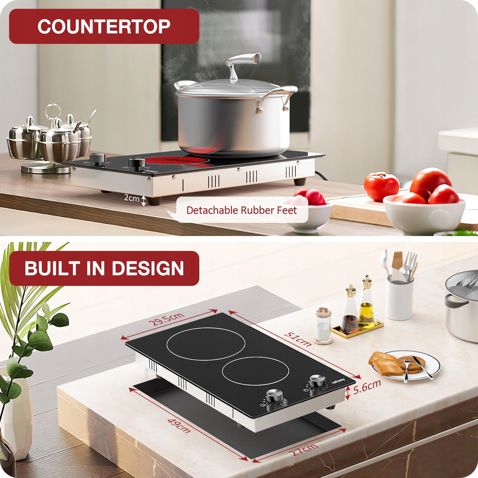 Płyta szklano-ceramiczna IsEasy Podwójne strefy 3200 W 29,5 cm EAN (GTIN) 749799421909