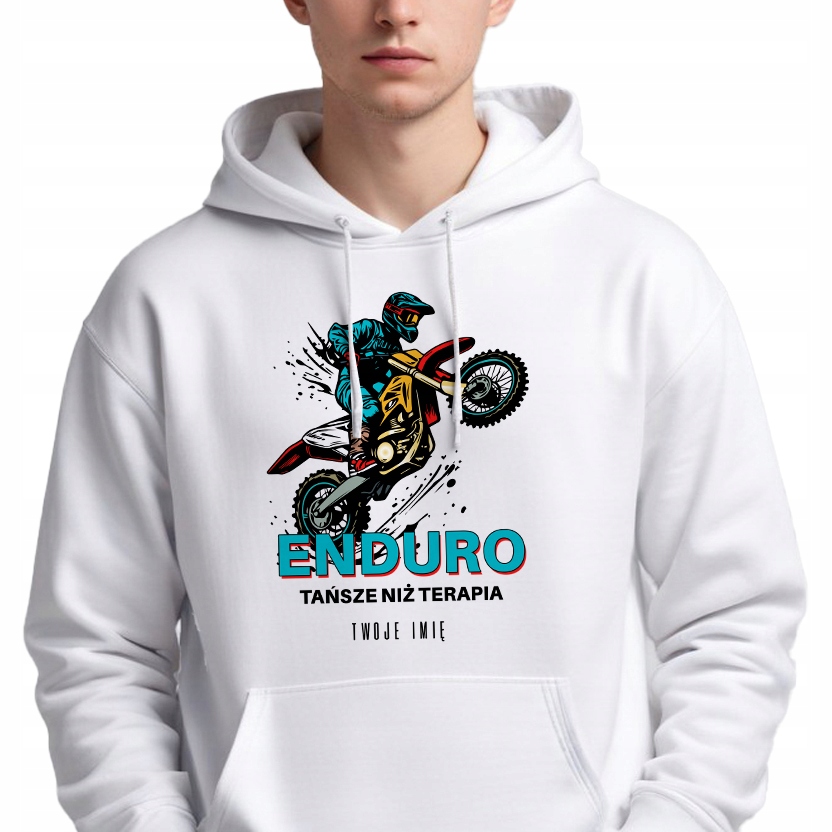 Mikina Bílá Kapuce Bílá Na Dárek Enduro Levnější Než Terapie Jméno Vzory S