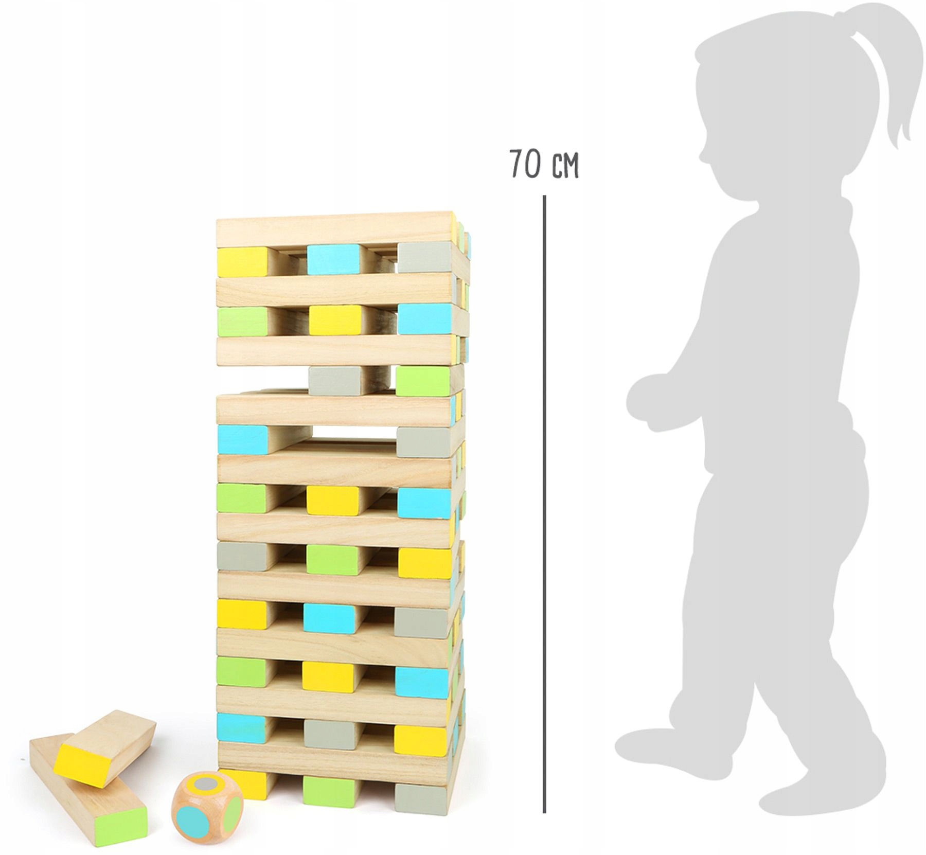 

Wielka Balansująca Wieża 70 cm drewno XXL 60 elem.