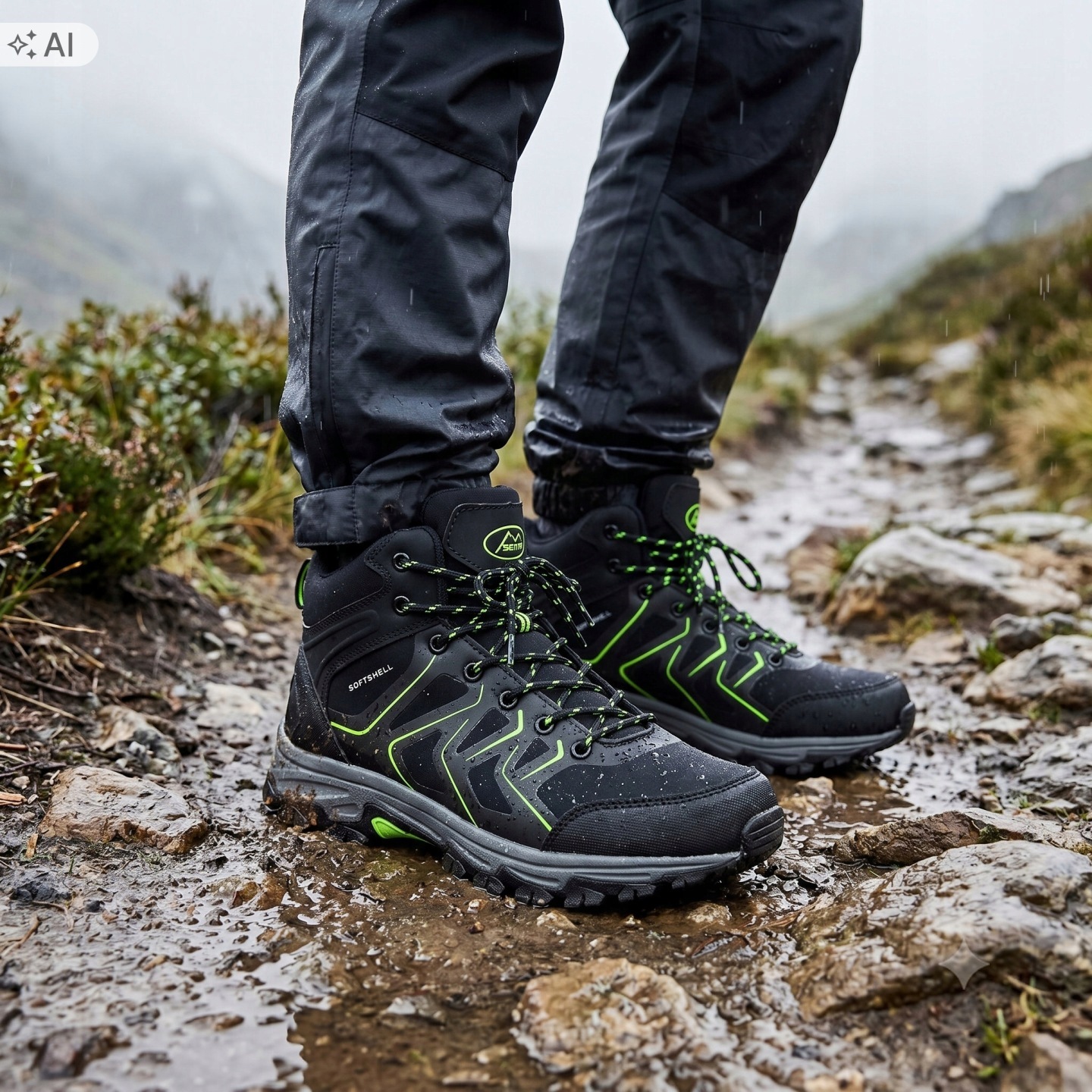 Černozelené Pánské Trekové Boty Softshell Outdoor Horské 4016 VEL.43