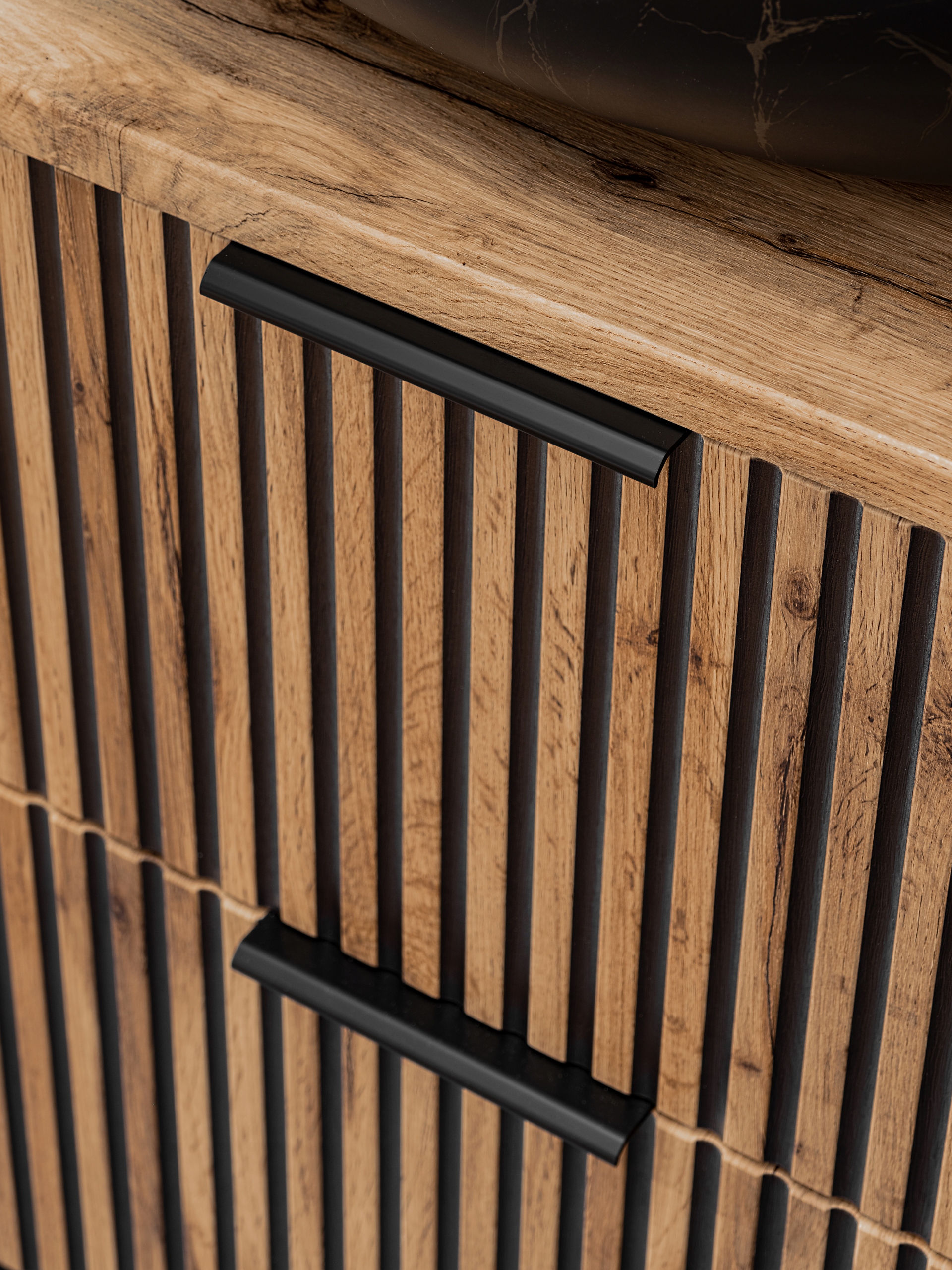 CZARNA WISZĄCA Szafka do Łazienki 80 cm Blat RYFLE Drzwi brak