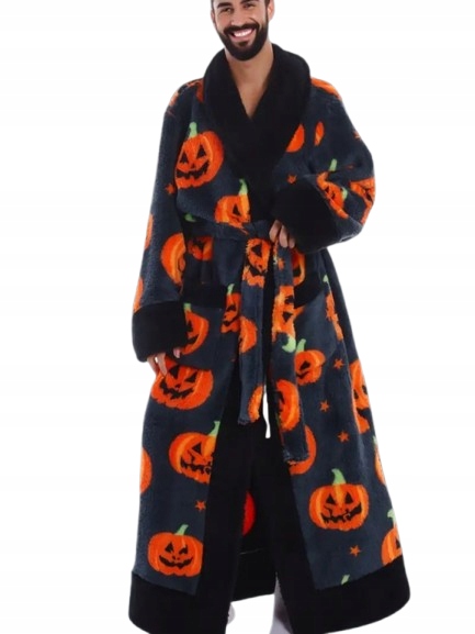 Dlouhý Župan Dýně Teplý Župan Halloween Softový Župan XL