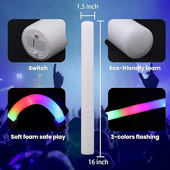 PAŁKA LED MIECZ ŚWIETLNY PAŁKI PIANKOWE ŚWIECĄCE LED ZESTAW 50 SZTUK Stan opakowania oryginalne