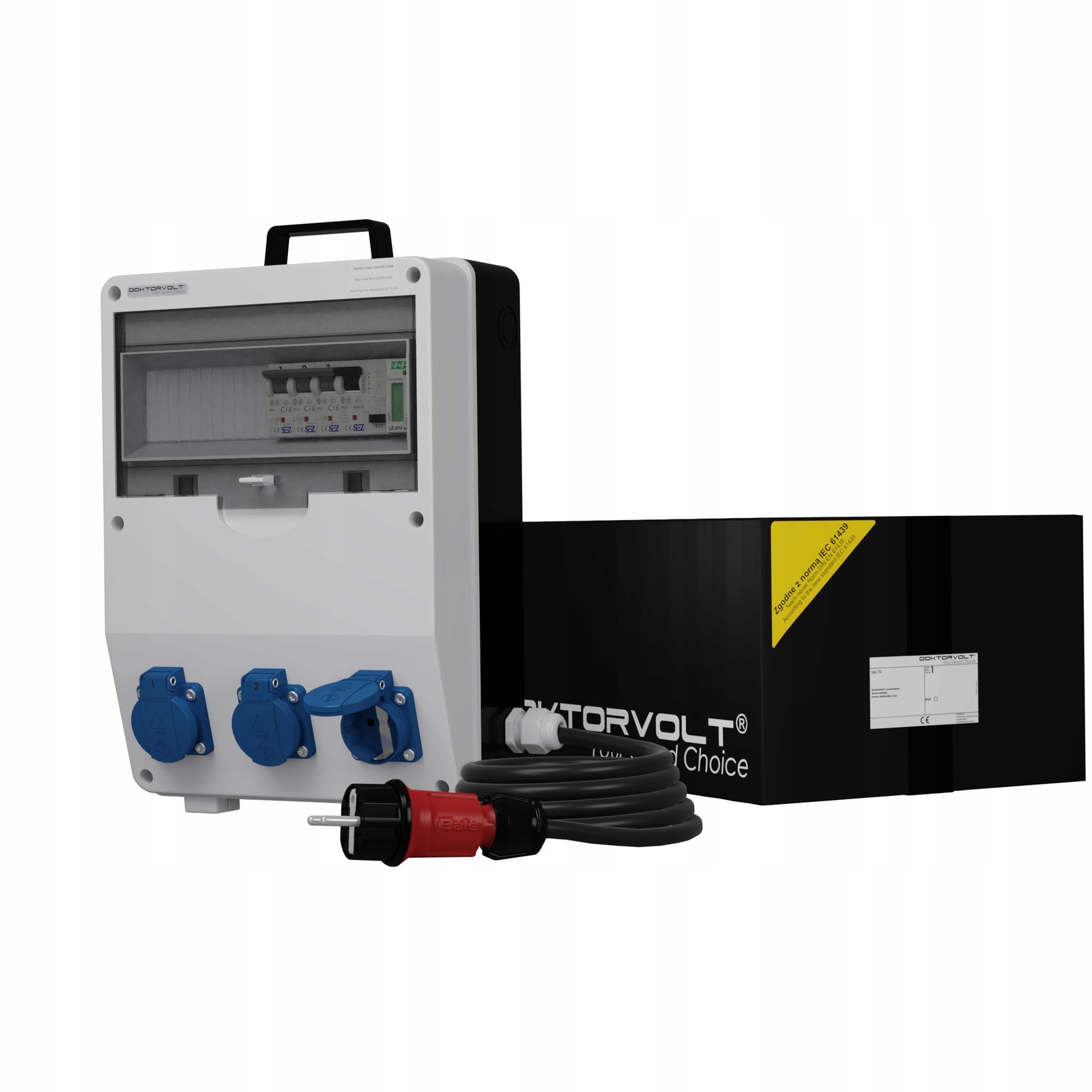 Rozvádzač s počítadlom a káblom 3x230V Schuko, zabezpečený rozvádzač