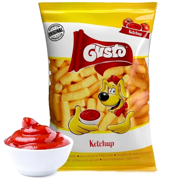 Levně Sada Gusto Kukuřičné křupky Kečup Svačinka 80 g 18 Kusů