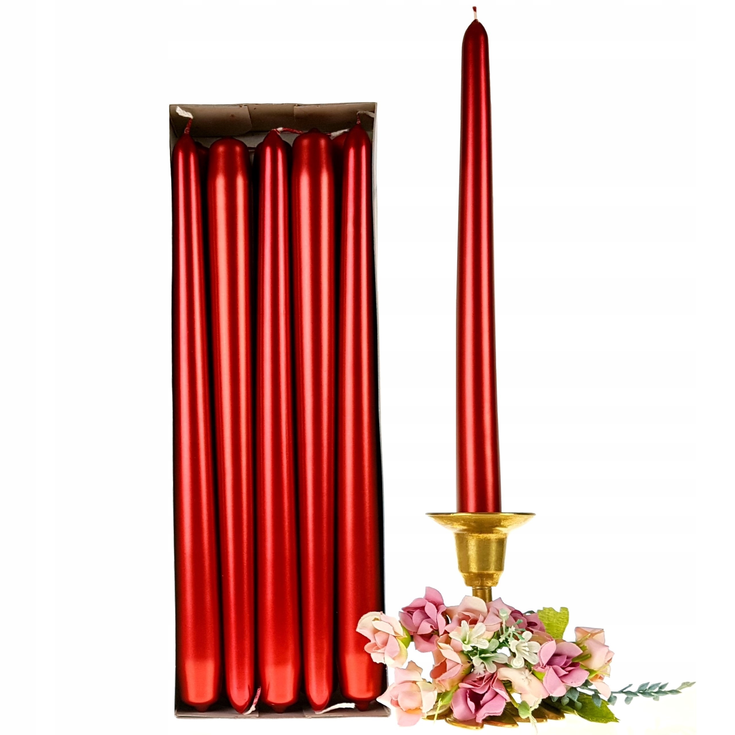 

Świece Stożkowe 290/22 op.10 szt. Czerwone Metalik