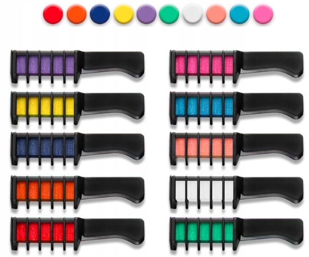 KREDA DO FARBOWANIA MALOWANIA WŁOSÓW ZMYWALNA 10szt Szerokość produktu 22 cm