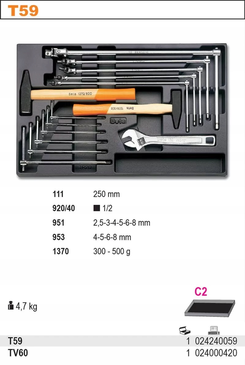 Zestaw 14 narzędzi we wkładce Beta 2424/T59 Marka Beta