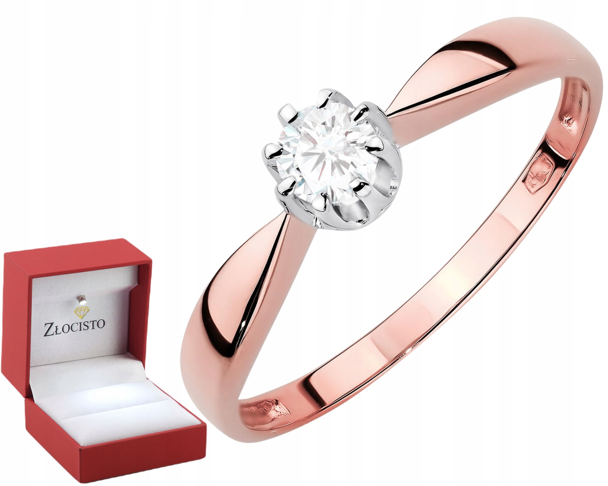 Růžové Zlato Zásnubní Prstýnek Drť 585 Diamant Lab