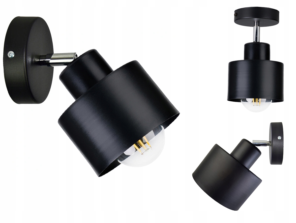

Lampa Kinkiet Ścienny regulowany loft Kubek czarny