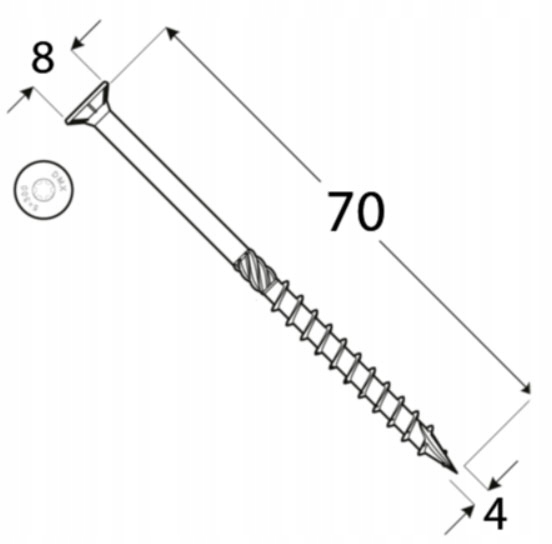 Wkręty do drewna Azmet 4 x 70 mm 200 szt. Producent Azmet