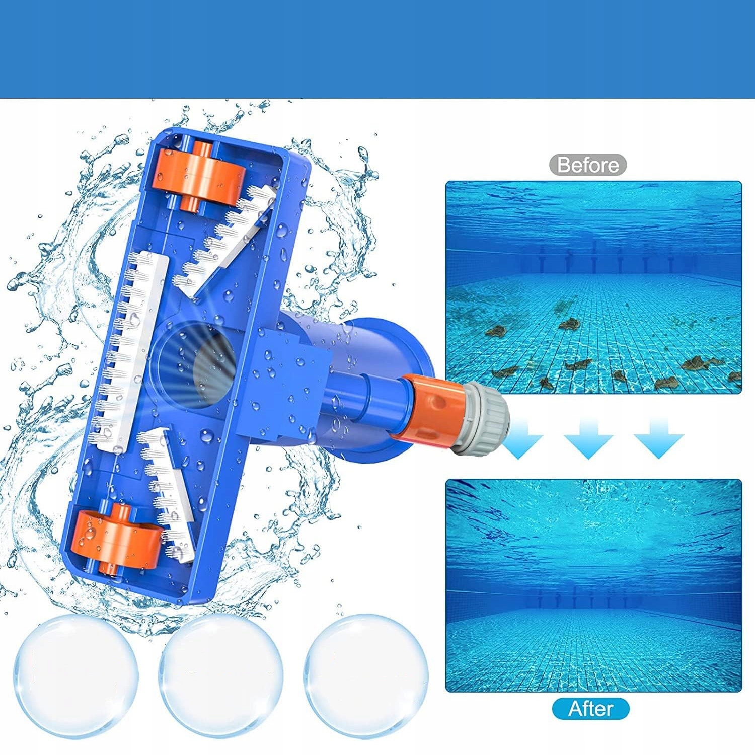 RĘCZNY ODKURZACZ BASENOWY PRZENOŚNY GŁOWICA PRÓŻNIOWA DO CZYSZCZENIA BASENU Model Odkurzacz do Basenu