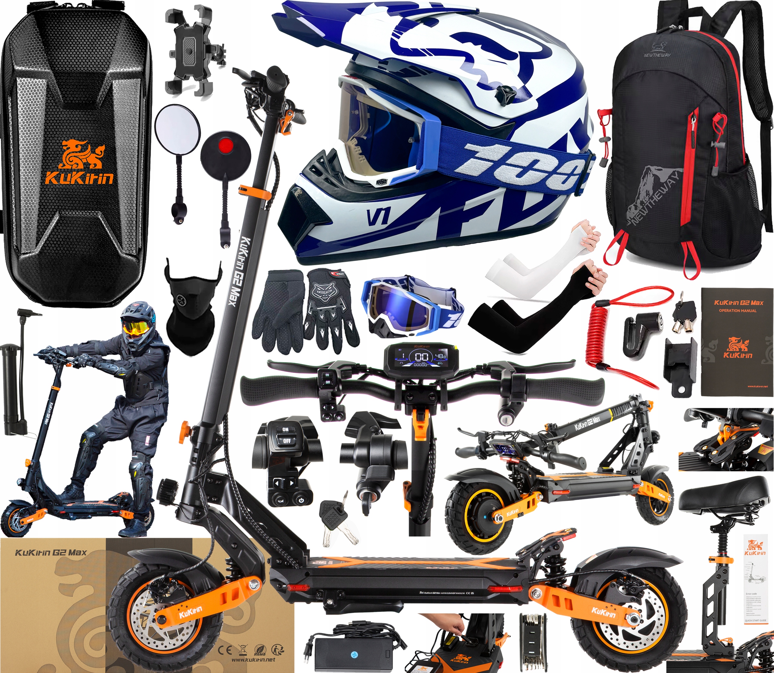 KuKirin G2 Max Elektrická vozidla 1000W 48V 20.8AH 55KM/H 70KM +10 Dárek