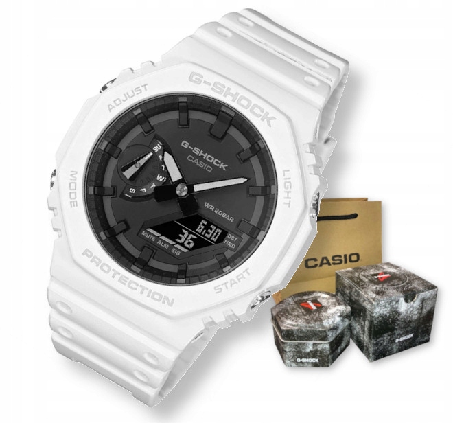 Bílé hodinky Casio G-shock GA-2100 Box WR200M +Box kabelka Gravírování bonus