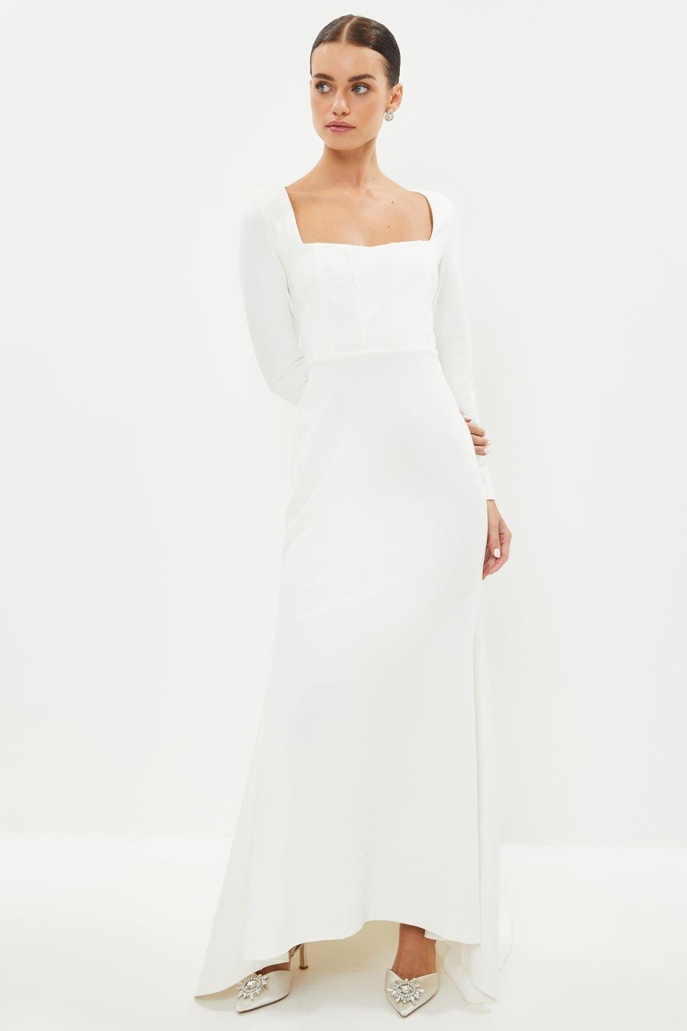 COAST SUKNIA ŚLUBNA GŁADKA BIAŁA DO ZIEMI 44 YŻD