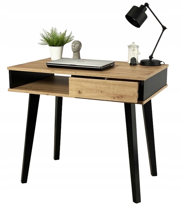 

Nowoczesne Biurko Rumba II Loft Dąb Artisan Czarne