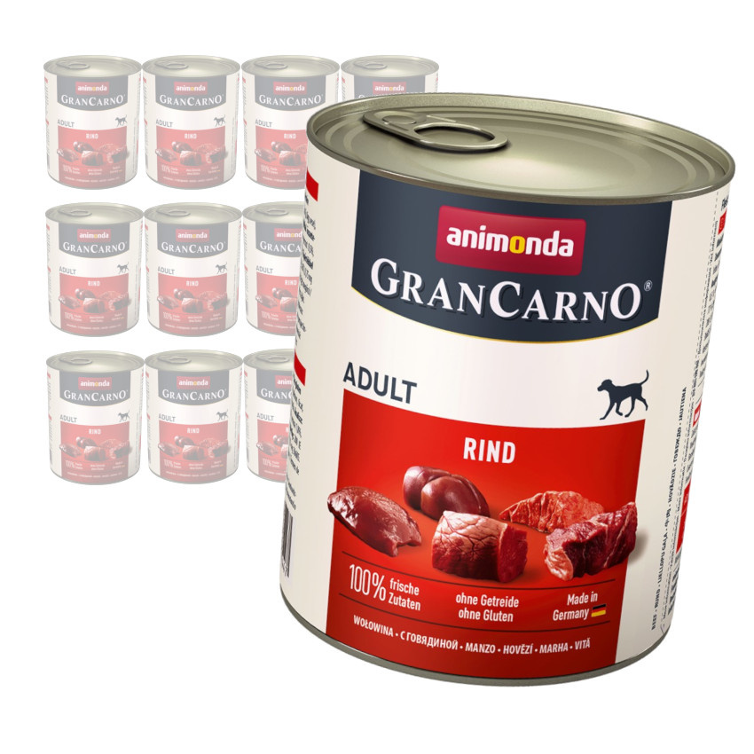 Animonda GranCarno Adult 12x800g Vlhké Krmivo pro psy s hovězím masem