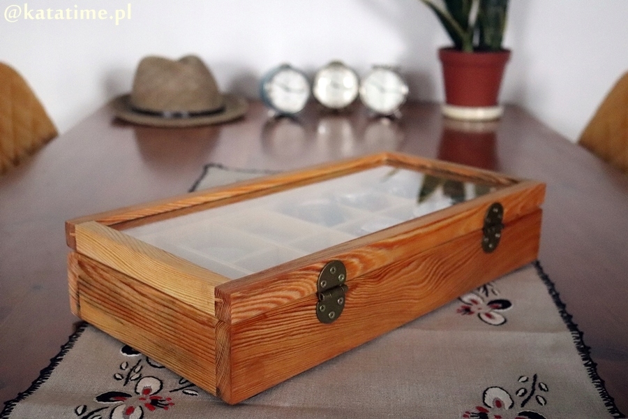 SKRZYNECZKA KASETKA PUDEŁKO BOX NA 10 ZEGARKÓW DREWNIANA ROBIONA RĘCZNIE Model 2x5