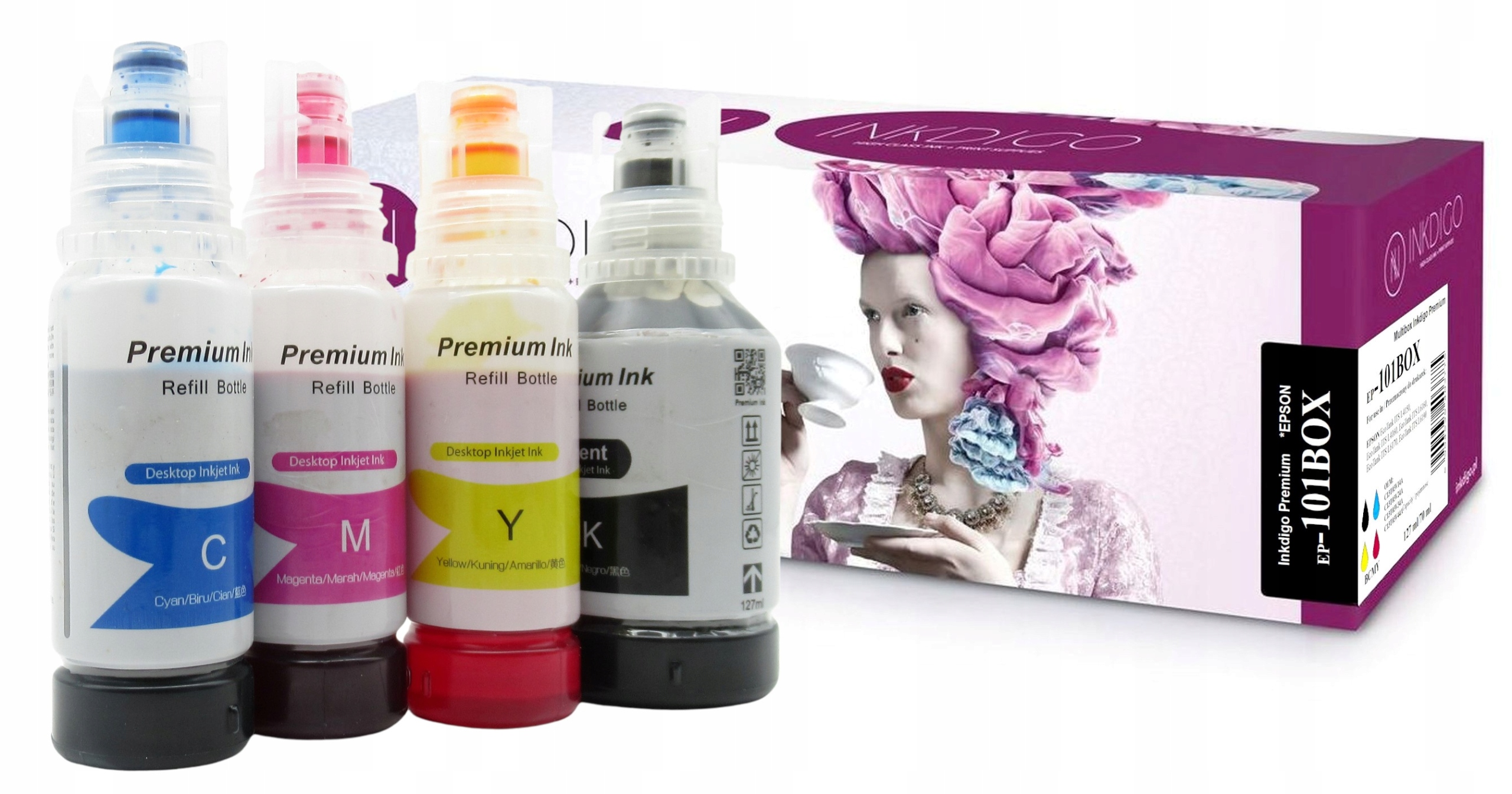 Zestaw Inkdigo Tusz Epson T101 Bcmy T101