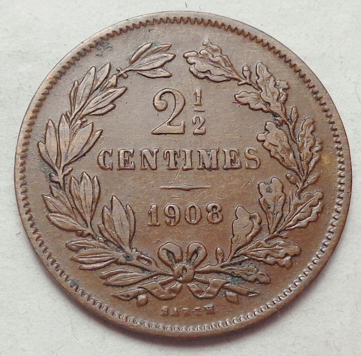 LUKSEMBURG - 2 1/2 / 2.5 Centimes - 1908