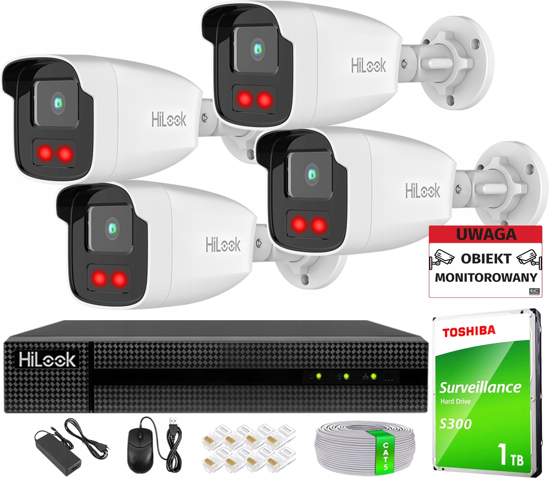 Sada pro monitorování 4x IPCAM-B4-50IR Ir 50 m 4MPx HiLook od společnosti Hikvision