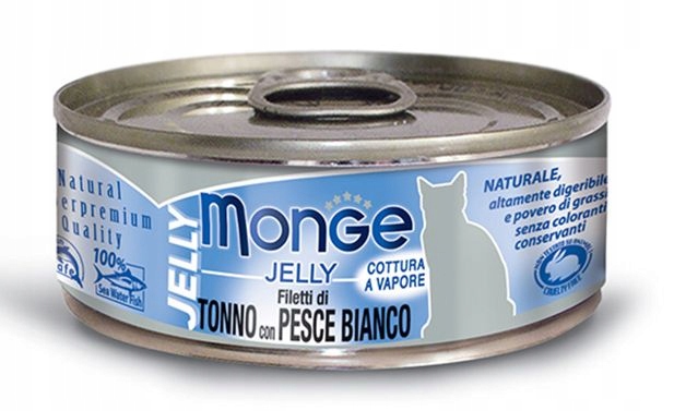 Levně 8x Monge Jelly Tuňák bílá ryba 80 g