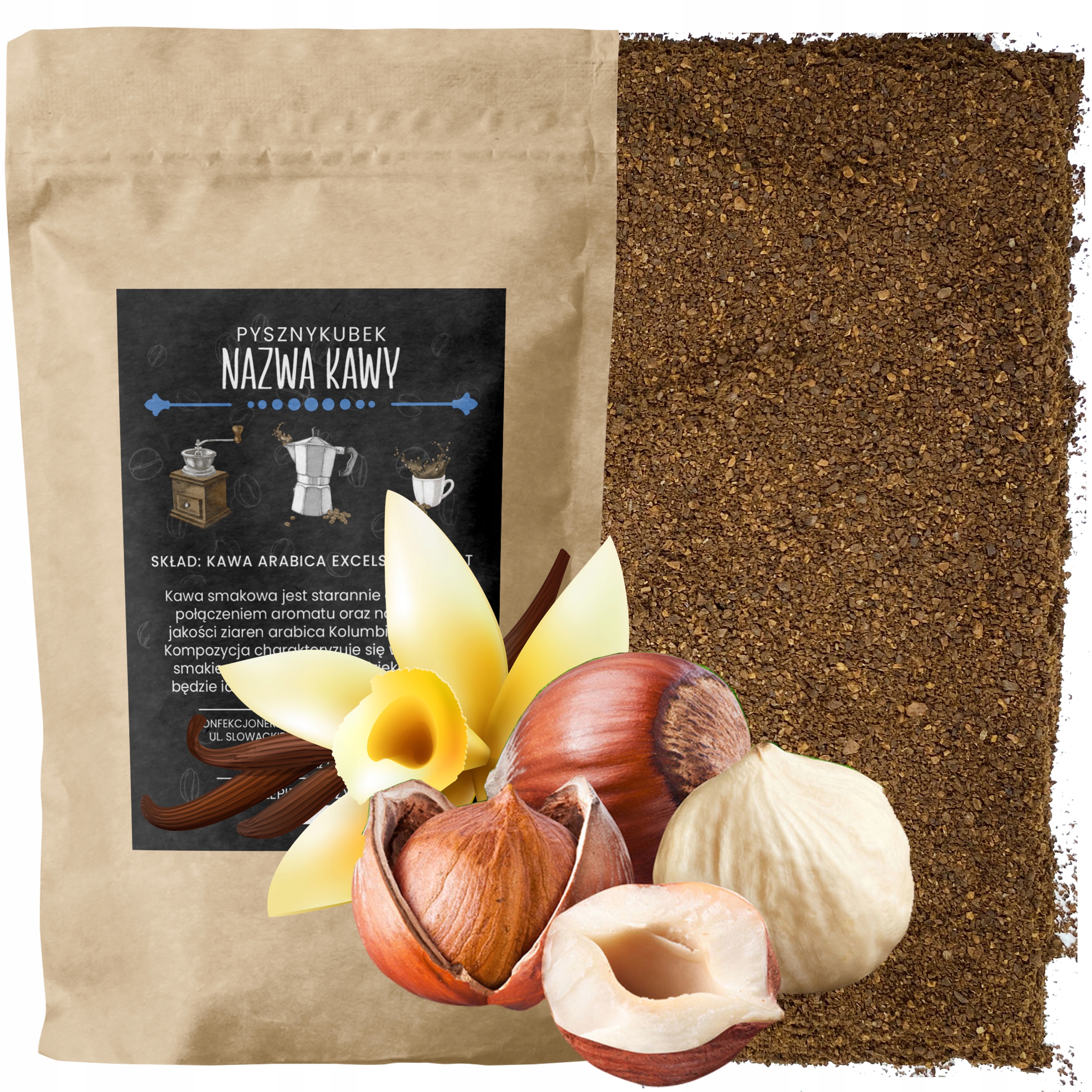 Kawa Mielona smakowa Waniliowo Orzechowa 1000G wanilia orzech laskowy