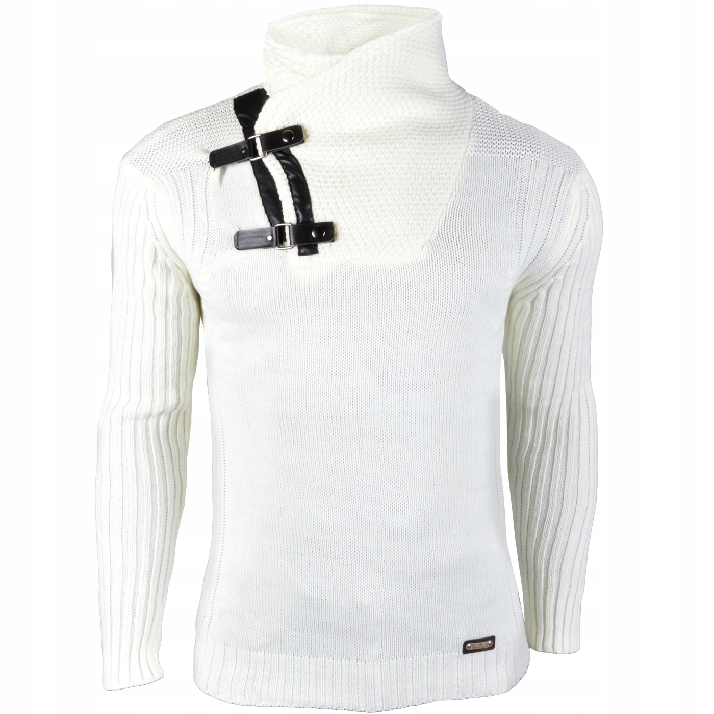 Pánský svetr Teplý Nákrčník Stojáček Rolák Ecru Cipo Baxx