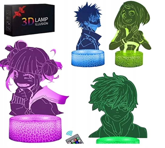 

4 x panele Anime Lampka 3D nocna led usb A2