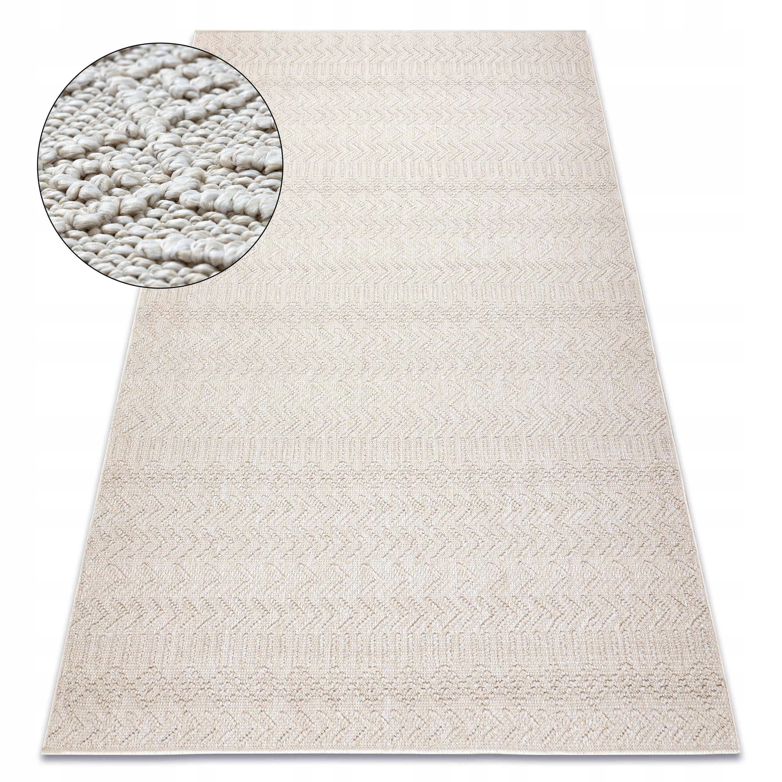 Dywan Płasko Tkany Jersey 80x150 Jodełka krem sizal outdoor #D1682