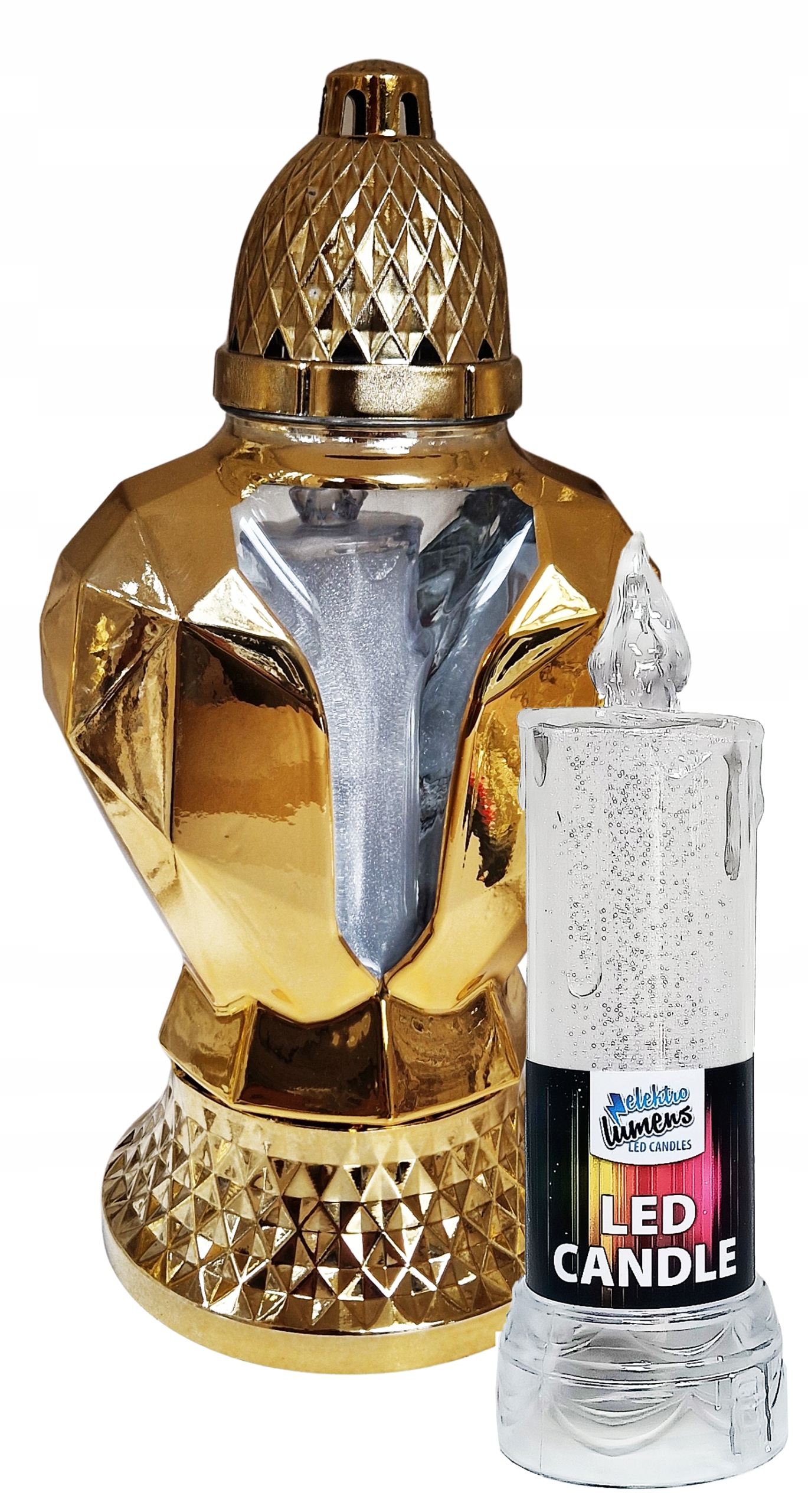 Znicz z efektem lustra 30 cm + wkład elektryczny, zestaw