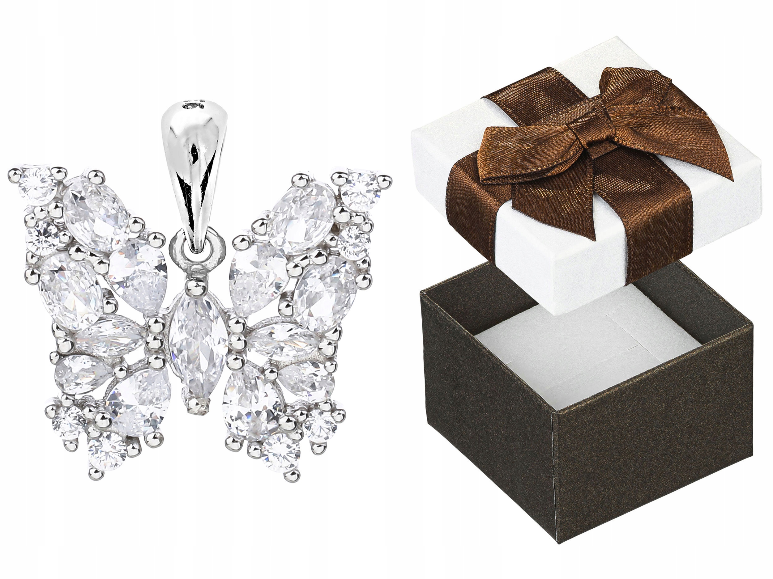 Stříbrný přívěsek Motýl s zirkony Rhodiovaný Přívěsek Motýlek Zirkon