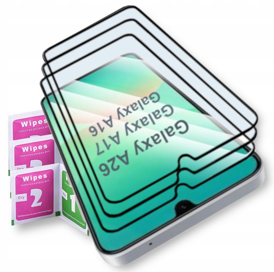 3x Szkło Hartowane Na Cały Ekran do Samsung Galaxy A26 A17 A16 |3-PAK