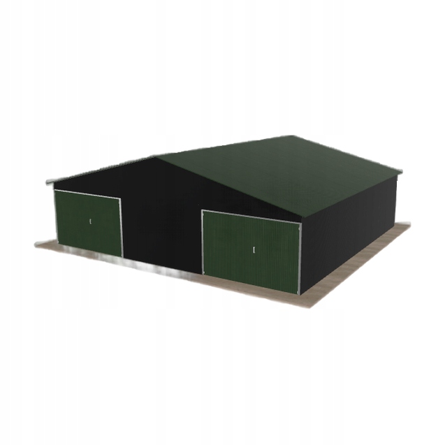 Plechová garáž 9x8.5 m dvoupolohová, dvoupolohová, černá