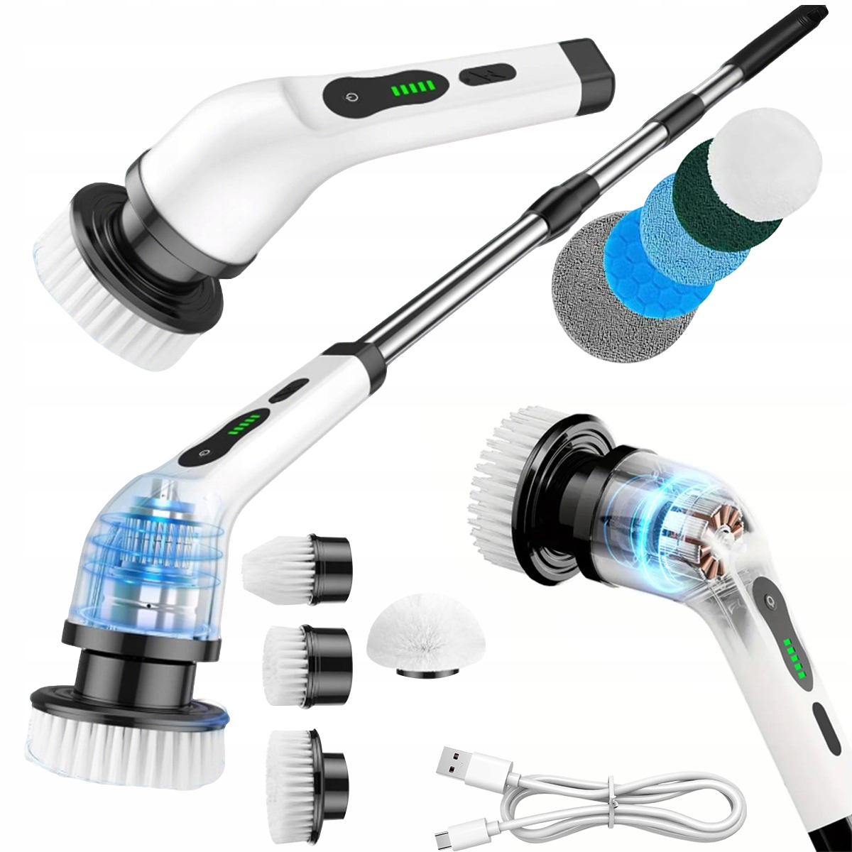 Elektrický Bezdrátový Rotační Kartáč 9V1 Pro Čištění A Mytí