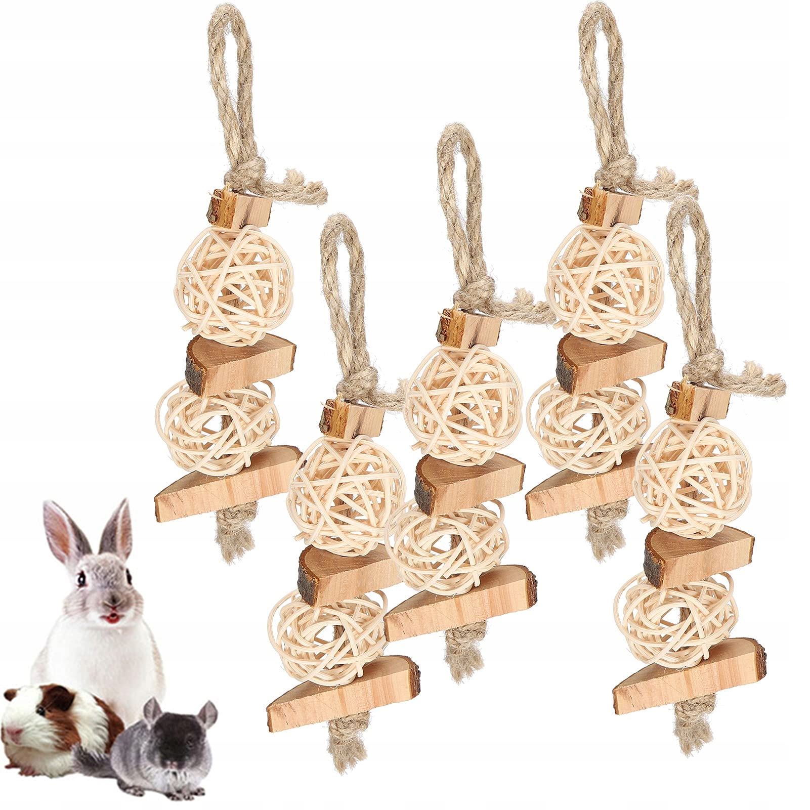 KAUSTÄBCHEN Zabawki Dla Papug Zestaw 5 Sztuk Naturalne Drewno i Rattan — miniatura 8