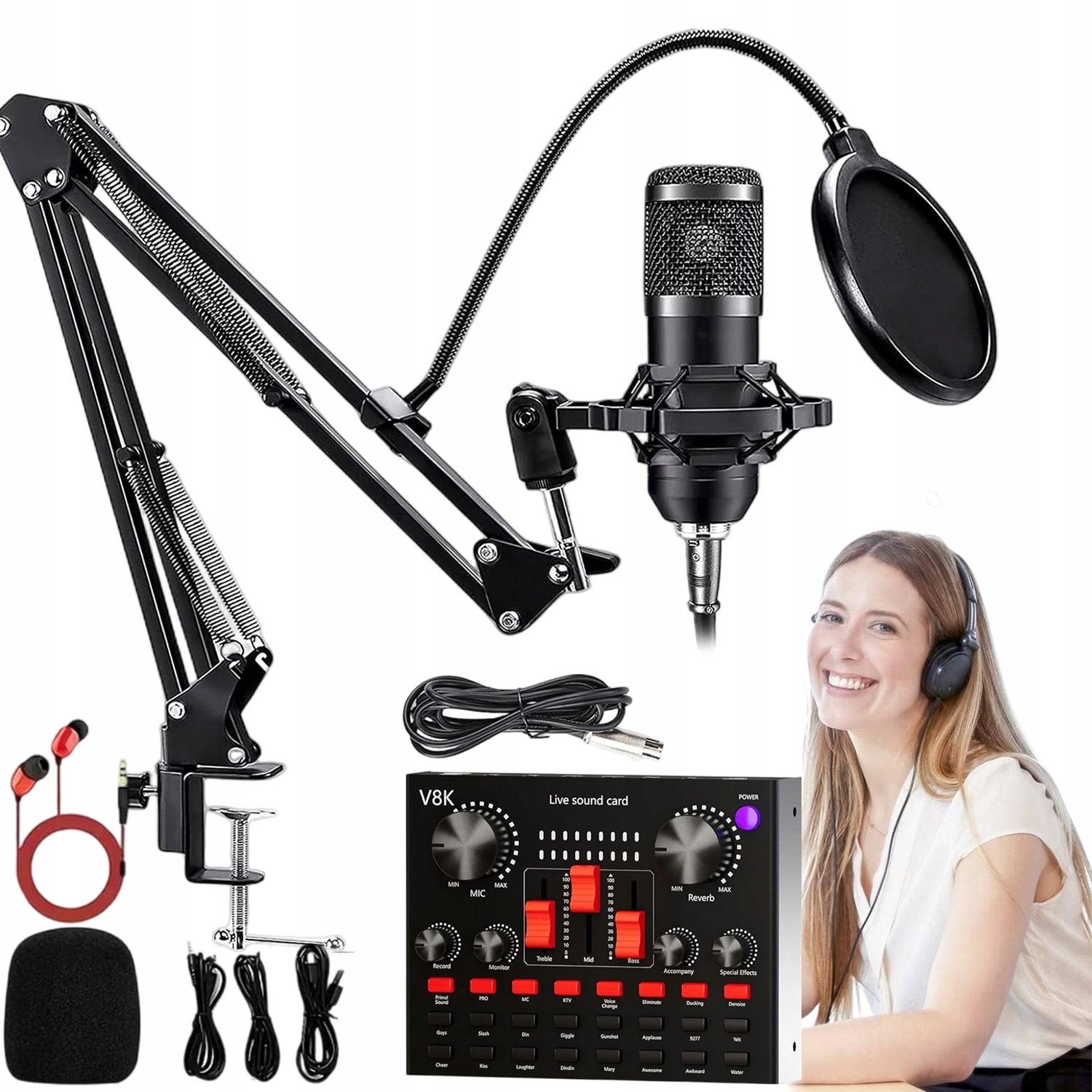 Usb Kondenzátorový Mikrofon Pro Hlas Podcastu 192 Khz Mixážní Pult S Zvukovou Kartou