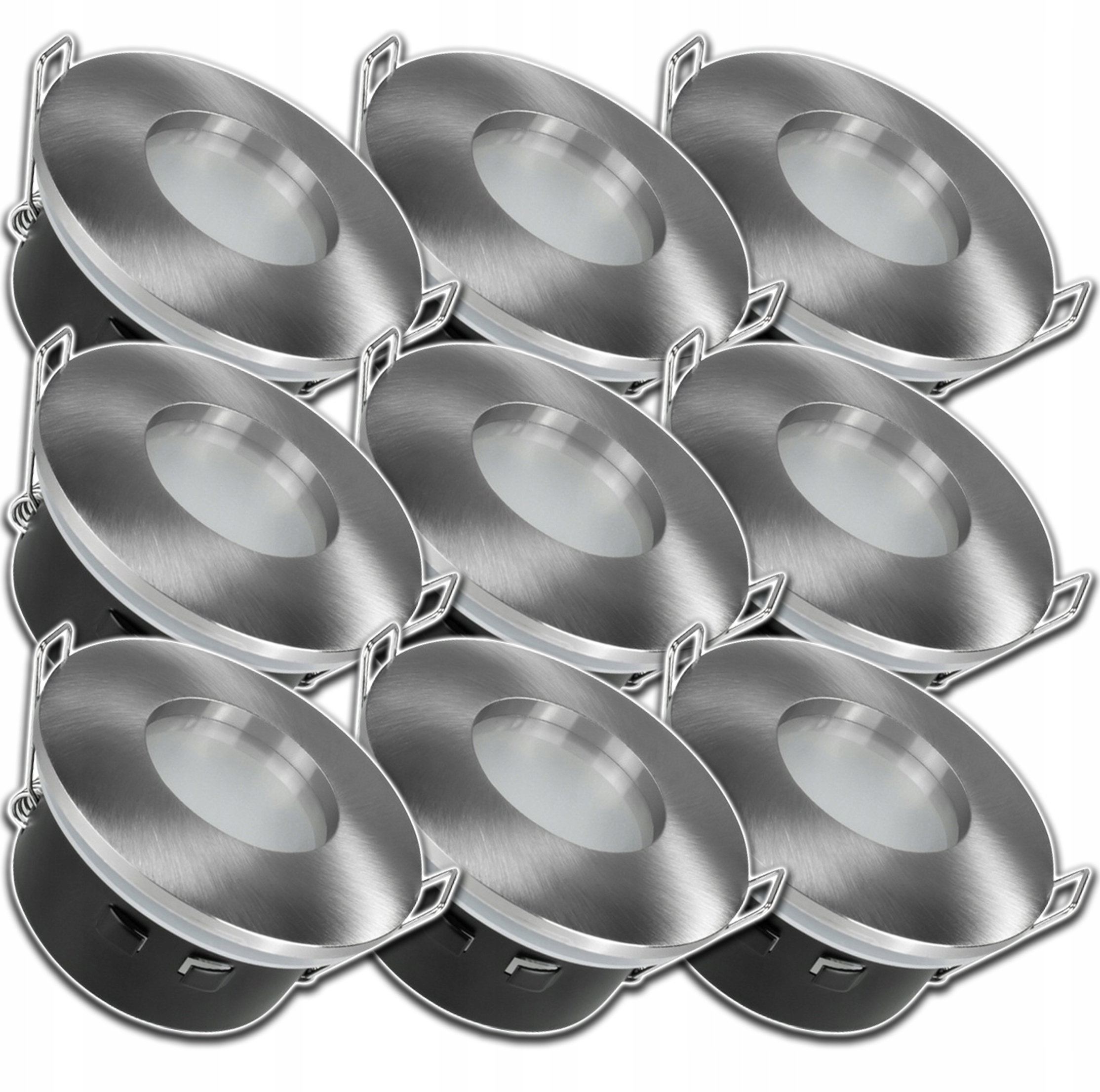 9 x Kulaté Stříbrné Stropní Svítidlo Zapuštěné Do Podbití Stropu, Voděodolné