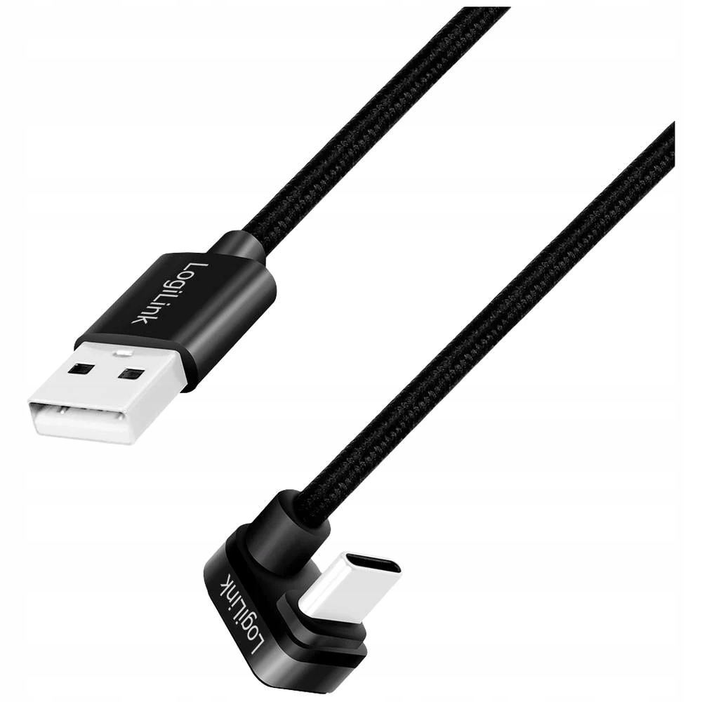 Logilink CU0192 Kabel Usb 2.0 Type-C C/M kątowy na Usb-a/m aluminium czarny