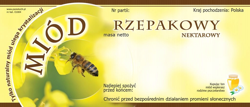 

Etykiety na Miód Rzepakowy (100szt) wzór E1004