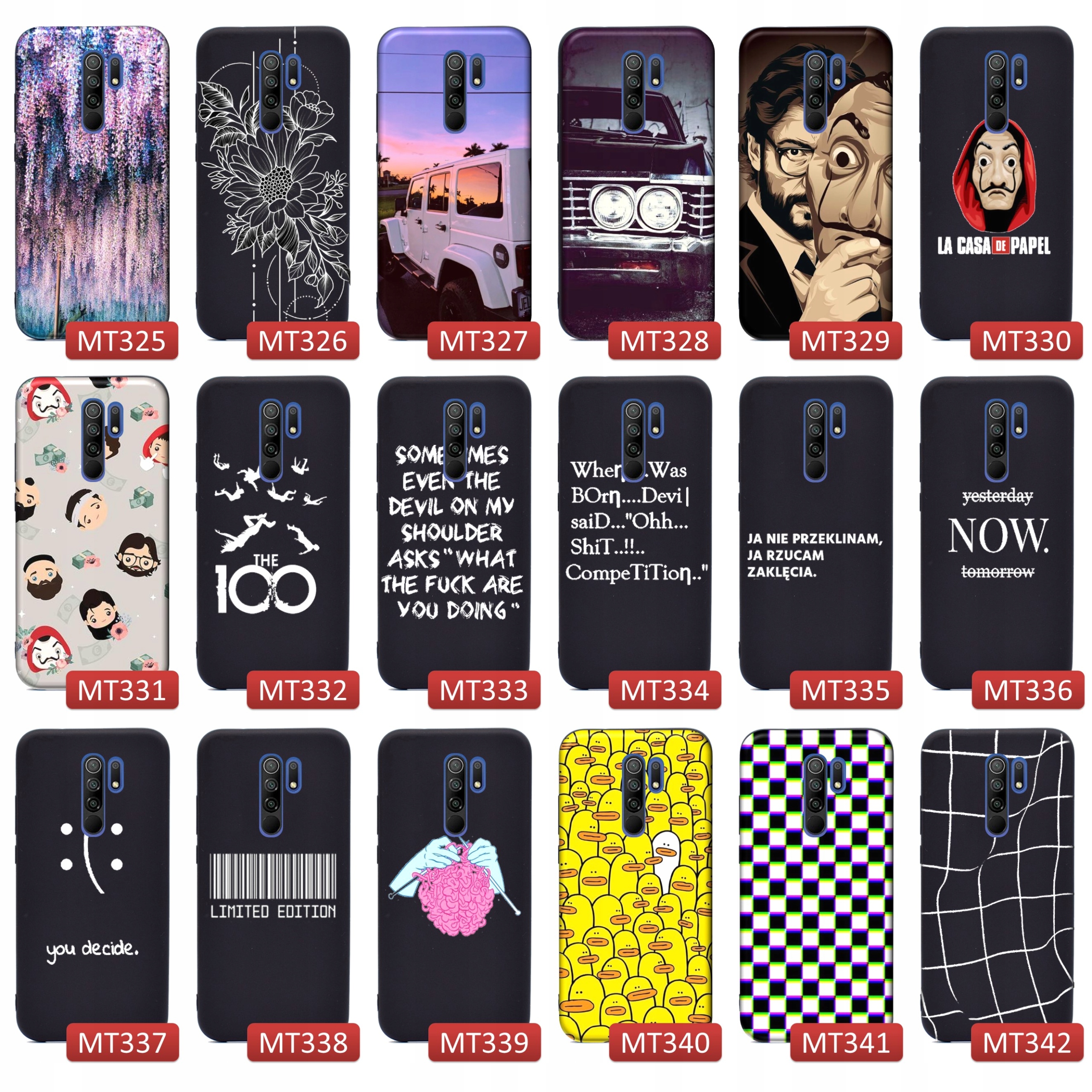 Etui matt case do Xiaomi Redmi 9 Modne Wzory Kolor czarny