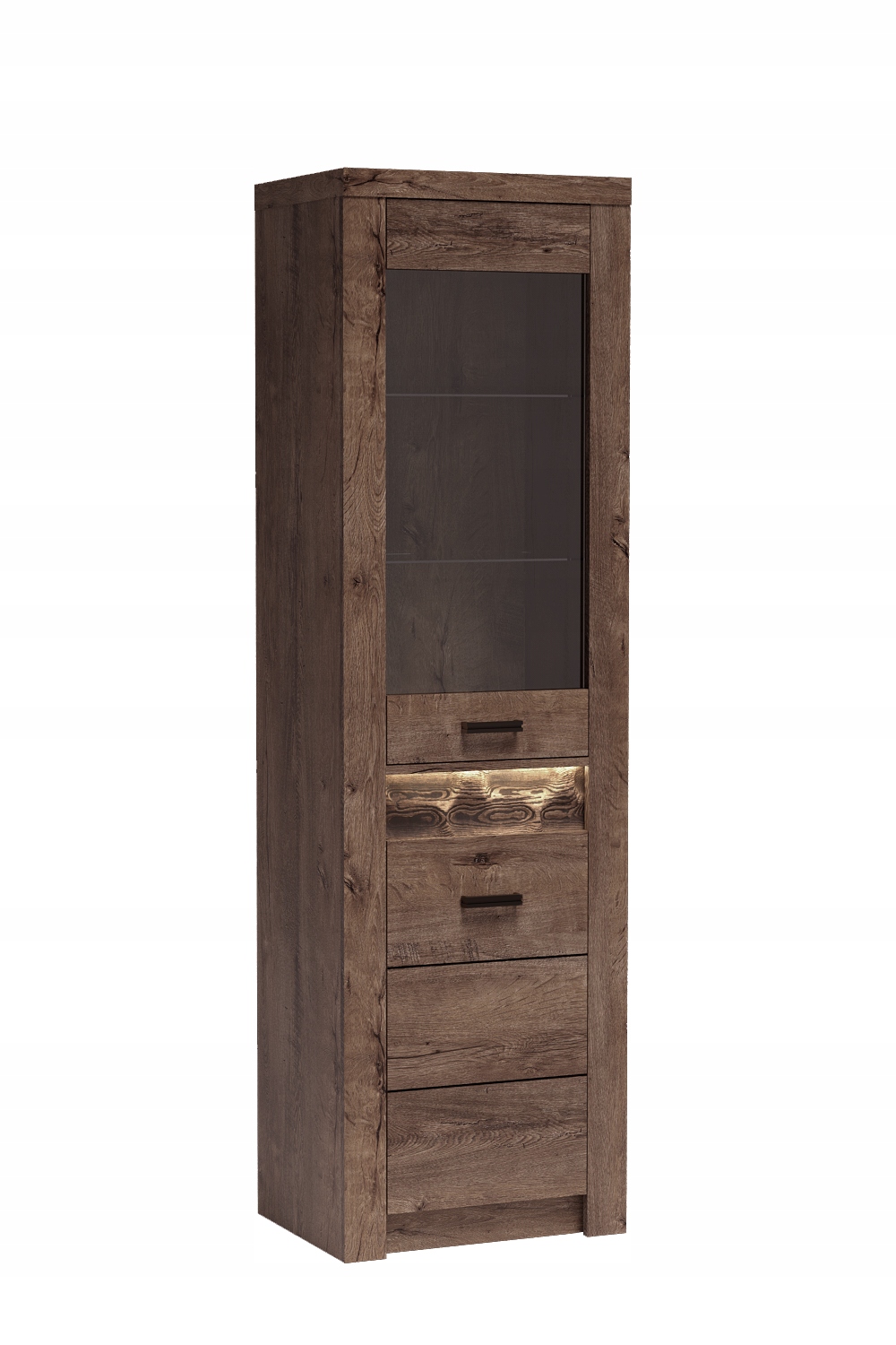 Klasická vitrína Velaro 56 cm Obývací pokoj Kancelář Skleněné police Jasan Tmavý